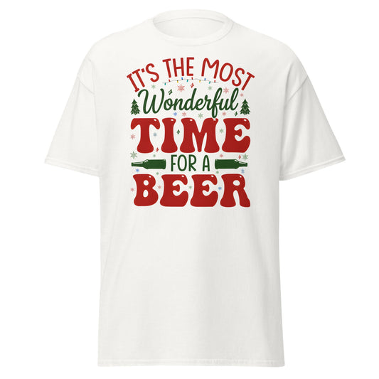 Most Wonderful Time For A Beer Christmas T-Shirt - White - T-Shirts Online
