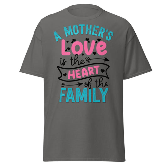 Mother's Love Heart of Family T-Shirt | Mom Gift Tee - Charcoal - T-Shirts Online