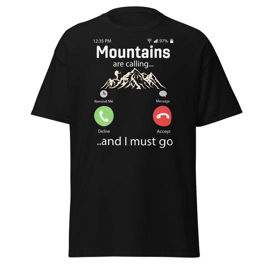 Mountains are Calling | Hiking T-Shirt - Black - T-Shirts Online