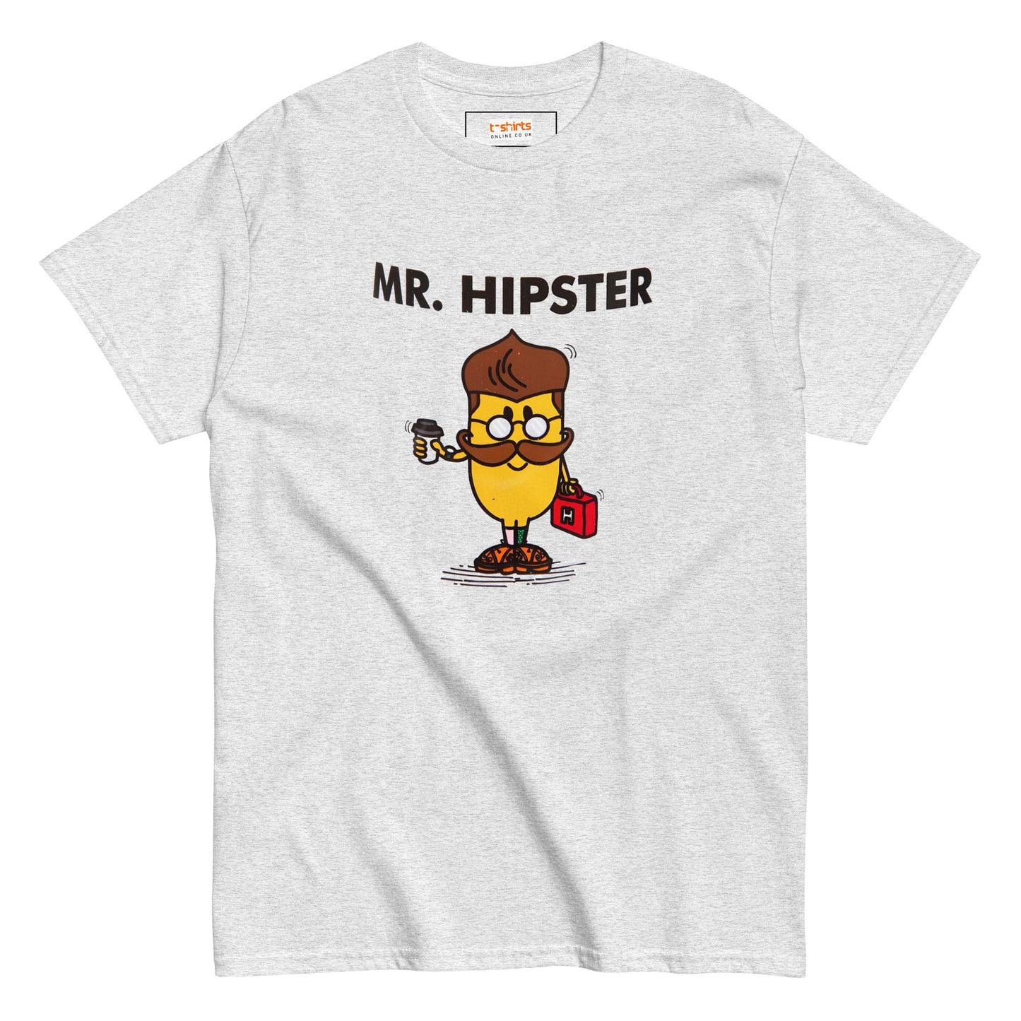 Mr Hipster T-Shirt | Graphic Mr Men Inspired Tee - Ash - T-Shirts Online