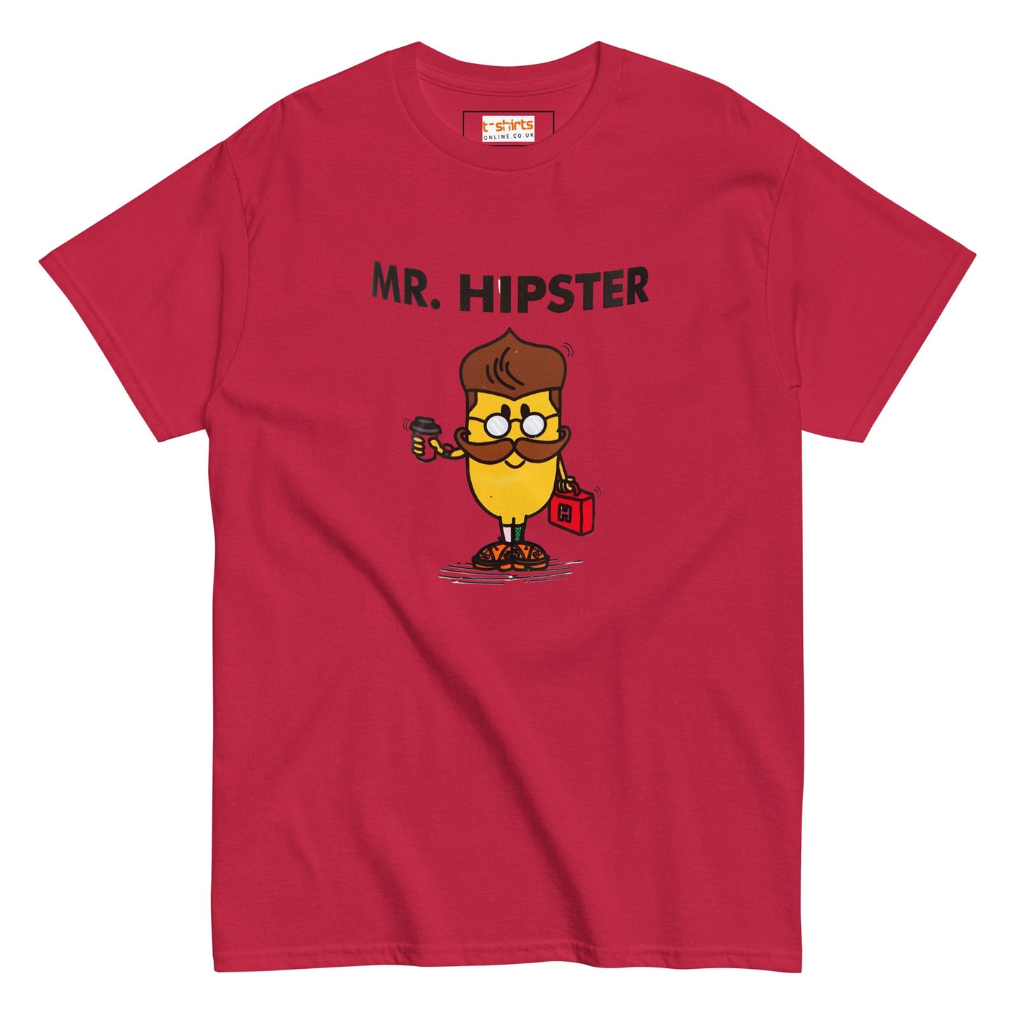 Mr Hipster T-Shirt | Graphic Mr Men Inspired Tee - Cardinal - T-Shirts Online