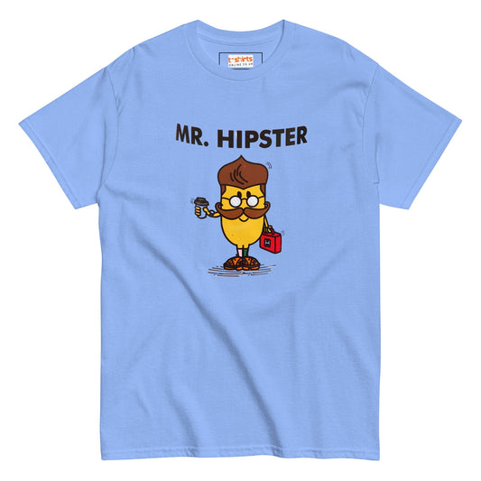 Mr Hipster T-Shirt | Graphic Mr Men Inspired Tee - Carolina Blue - T-Shirts Online