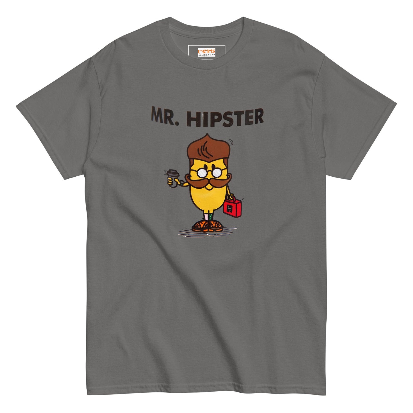 Mr Hipster T-Shirt | Graphic Mr Men Inspired Tee - Charcoal - T-Shirts Online