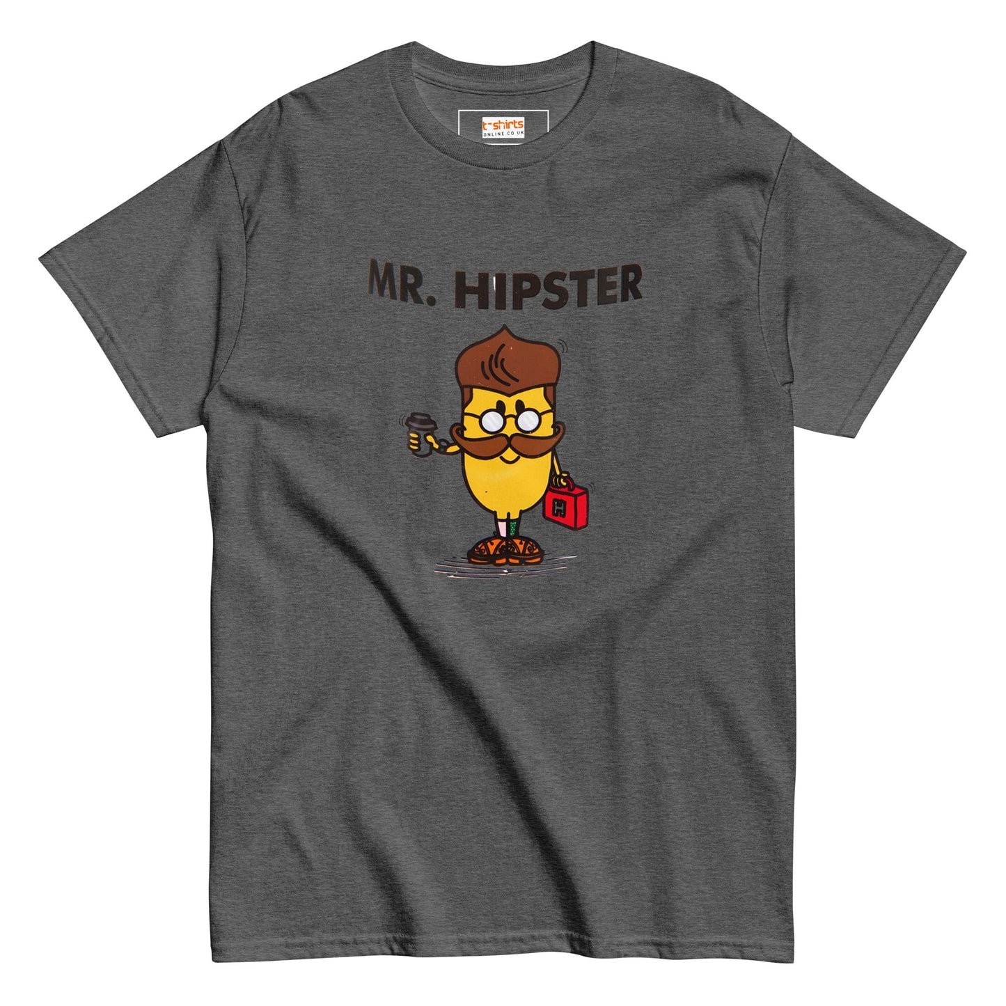Mr Hipster T-Shirt | Graphic Mr Men Inspired Tee - Dark Heather - T-Shirts Online