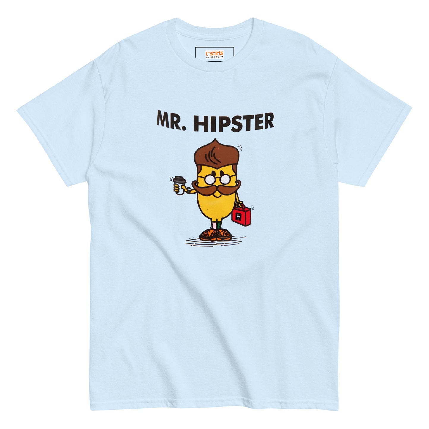 Mr Hipster T-Shirt | Graphic Mr Men Inspired Tee - Light Blue - T-Shirts Online