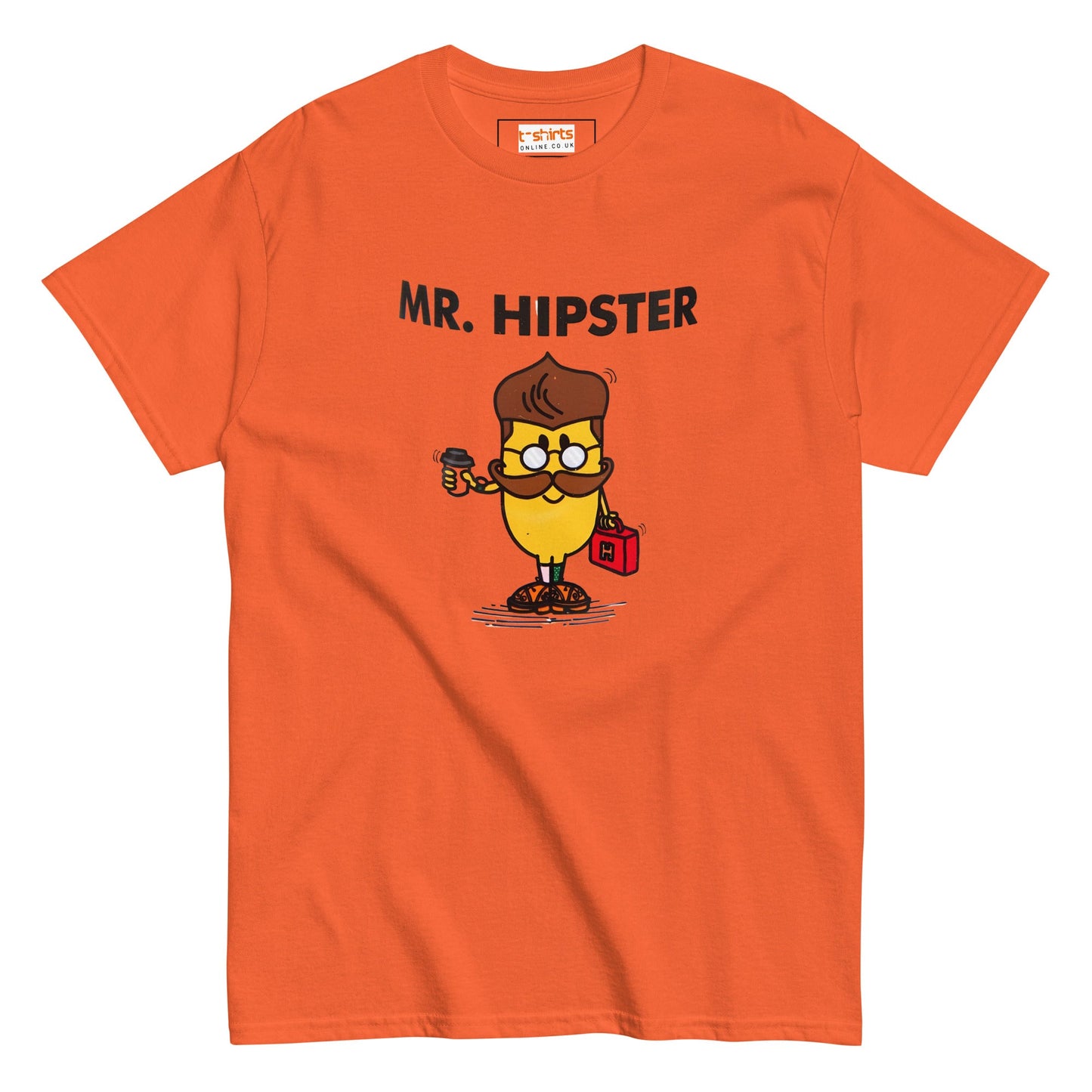 Mr Hipster T-Shirt | Graphic Mr Men Inspired Tee - Orange - T-Shirts Online