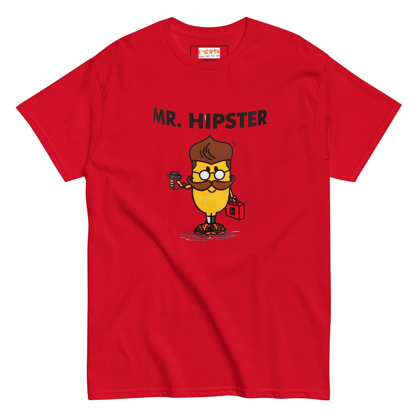 Mr Hipster T-Shirt | Graphic Mr Men Inspired Tee - Red - T-Shirts Online