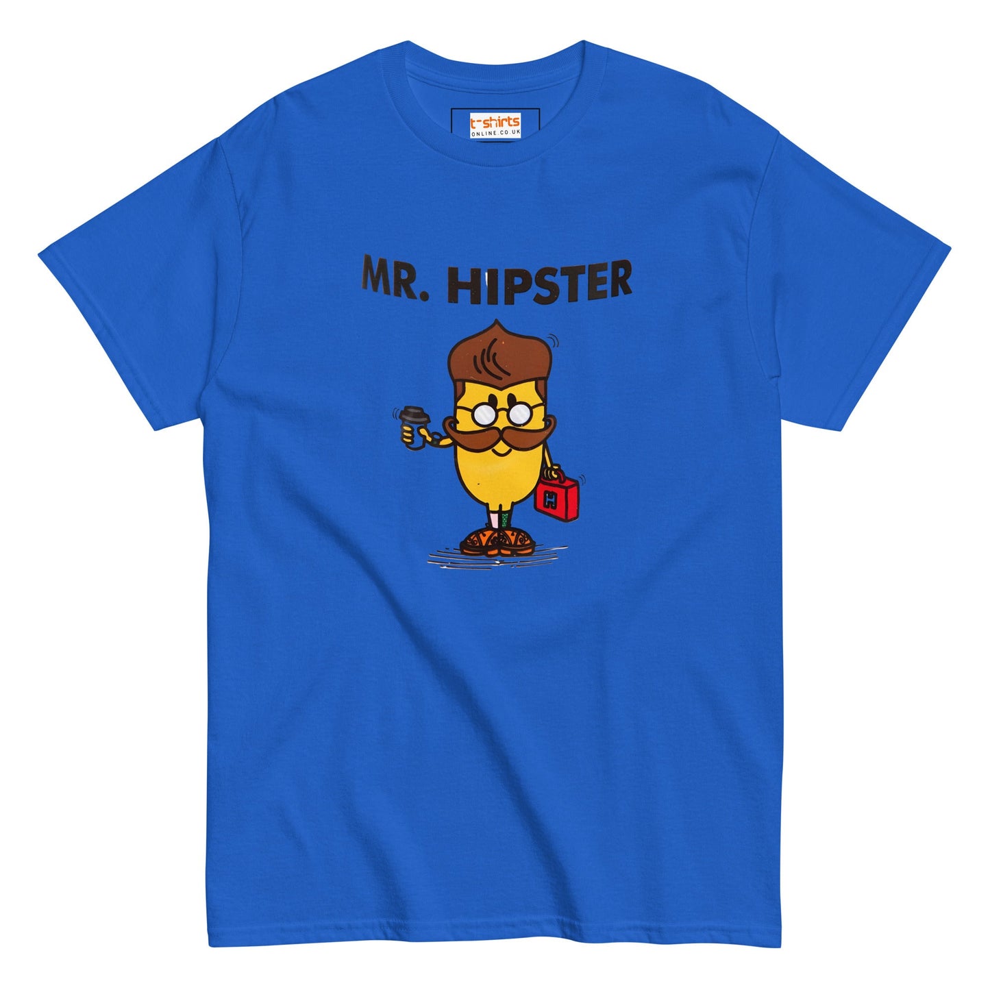 Mr Hipster T-Shirt | Graphic Mr Men Inspired Tee - Royal - T-Shirts Online