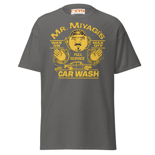 Mr. Miyagi’s Car Wash T-Shirt – Funny Retro Wax On Tee - Charcoal - T-Shirts Online