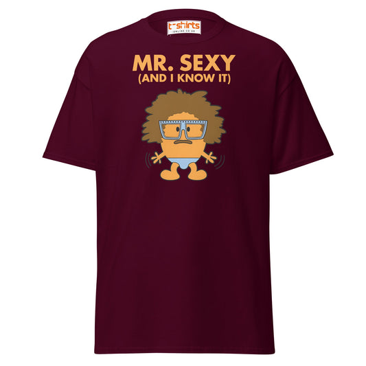 Mr. Sexy T-Shirt | Funny Cartoon Humor Tee - Maroon - T-Shirts Online