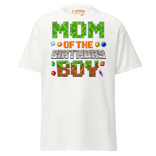 Mum of the Birthday Boy T-Shirt | Pixel Gamer Design - White - T-Shirts Online
