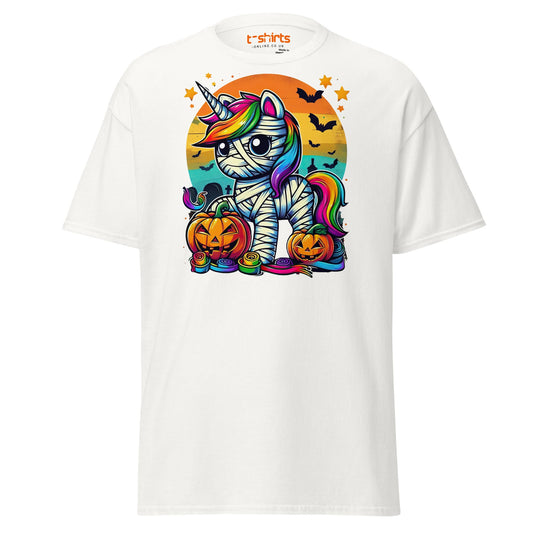 Mummy Unicorn T-Shirt | Cute Halloween Rainbow Tee - White - T-Shirts Online