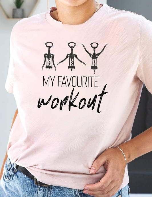 My Favourite Workout T-Shirt | Funny Gym Exercise Tee - Red - T-Shirts Online
