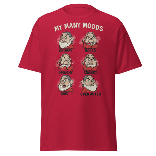 My Many Moods T-Shirt | Funny Grumpy Mood Chart Tee - Cardinal - T-Shirts Online
