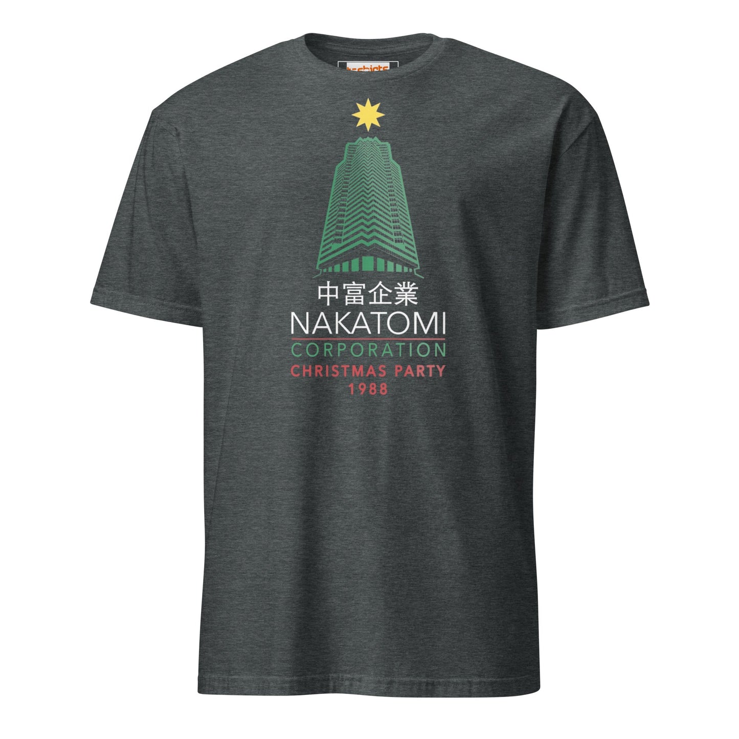 Nakatomi Christmas Party T-Shirt | Movie Homage Tee - Dark Heather - T-Shirts Online