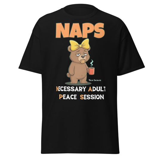 NAPS Necessary Adult Peace Session Funny Bear T-Shirt - Black - T-Shirts Online