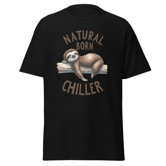 Natural Born Chiller | Sloth T-Shirt - Black - T-Shirts Online