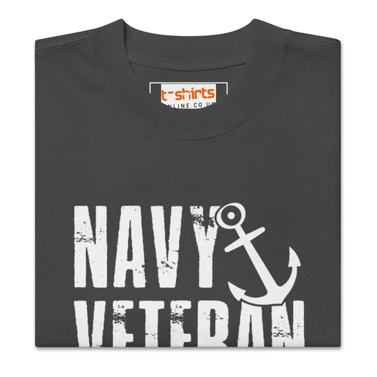 Navy Veteran T-Shirt | Oversized Faded Military Tee - Faded Black - T-Shirts Online