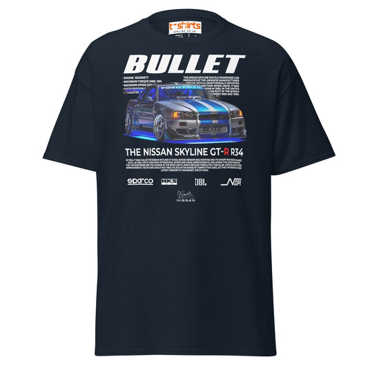 Nissan Skyline GT - R R34 T-Shirt | JDM Car Tee - Navy - T-Shirts Online