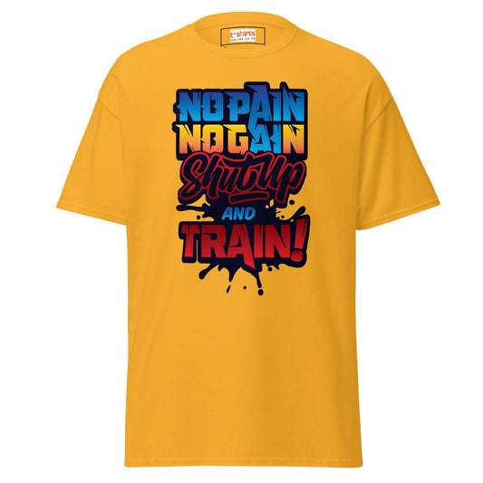No Pain No Gain | Gym T Shirt - Gold - T-Shirts Online