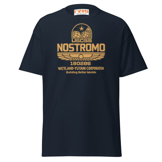 Nostromo T-Shirt – Retro Space Hauler Emblem Tee - Navy - T-Shirts Online