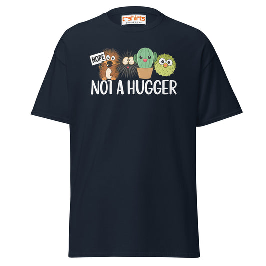 Not a Hugger Funny Cactus T-Shirt - Navy - T-Shirts Online