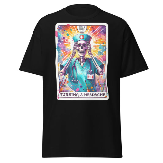 'Nursing a Headache' Tarot | Tarot Card T-Shirt - Black - T-Shirts Online