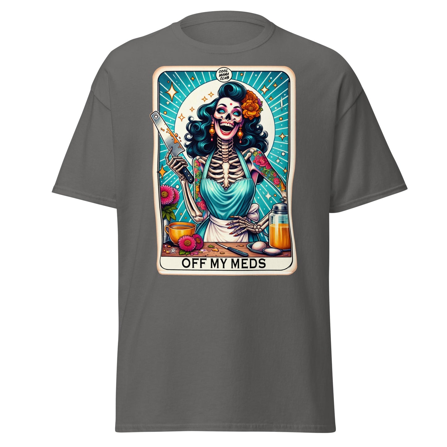 'Off My Meds' Tarot | Tarot Card T-Shirt - Charcoal - T-Shirts Online
