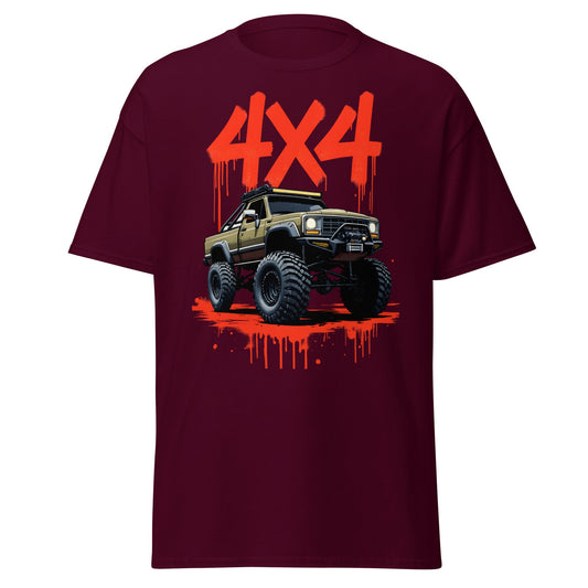 Off - Road Monster Truck 4x4 Graffiti T-Shirt - Maroon - T-Shirts Online