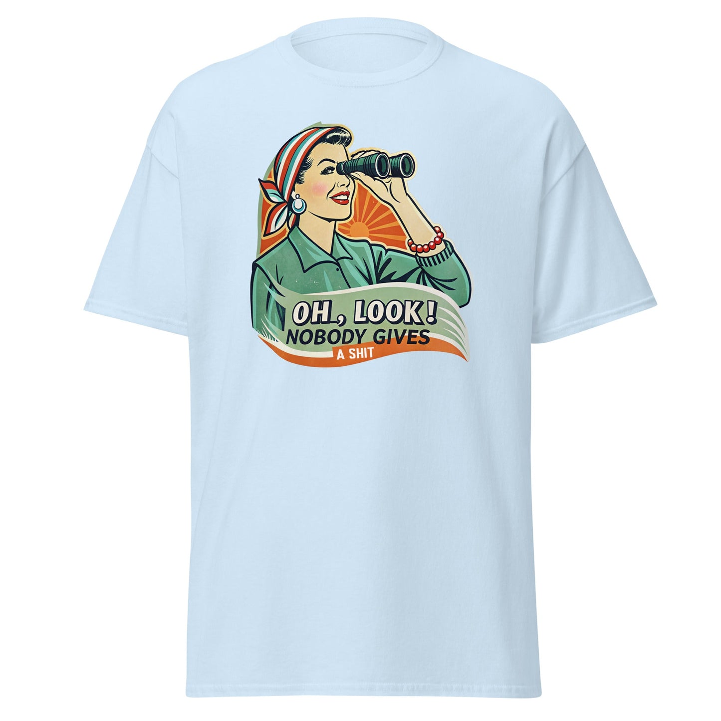 Oh Look | Funny Retro T-Shirt - Light Blue - T-Shirts Online