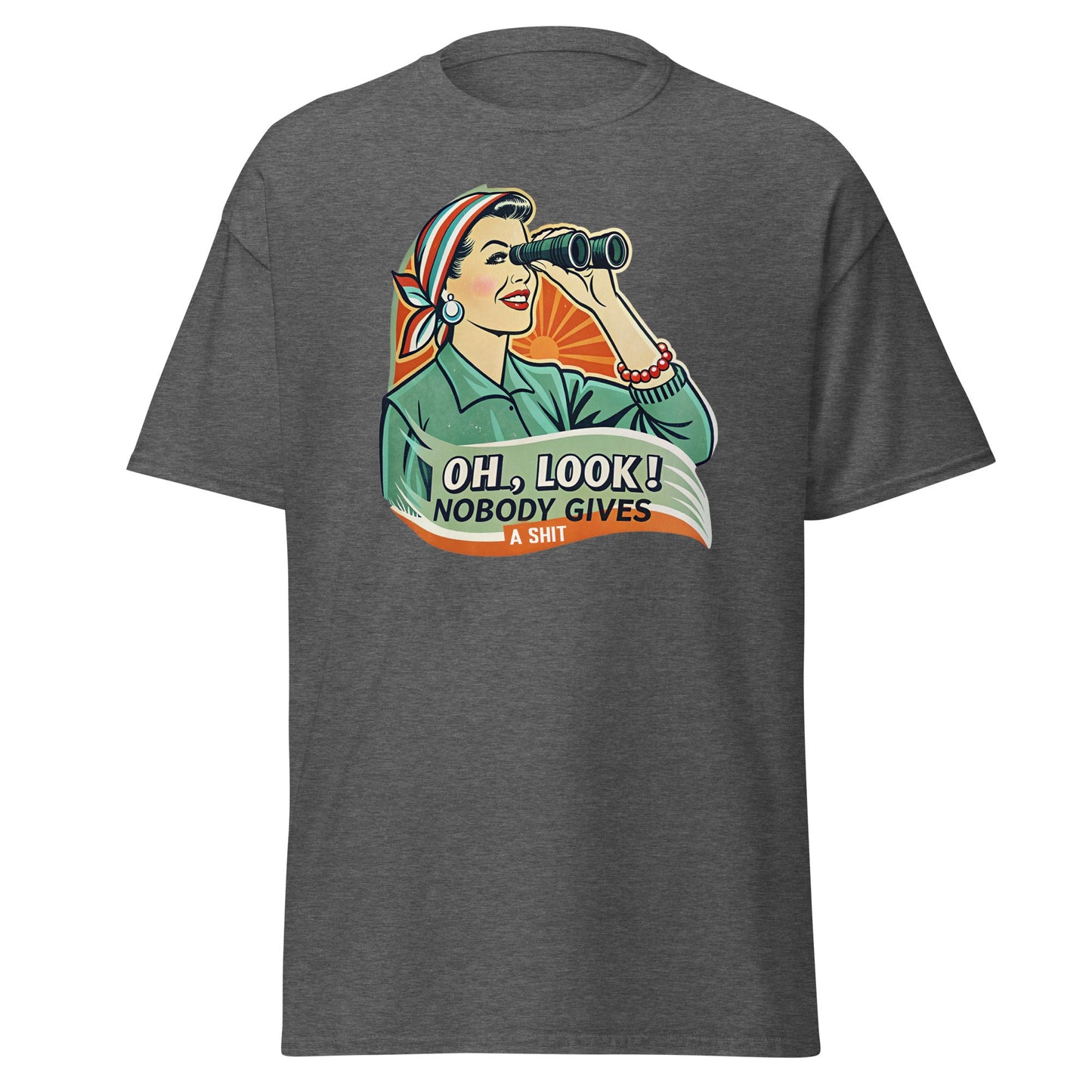 Oh Look | Funny Retro T-Shirt - Dark Heather - T-Shirts Online