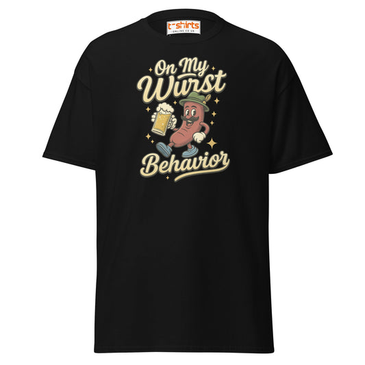 On My Wurst Behavior Tee – Funny Oktoberfest Shirt - Black - T-Shirts Online