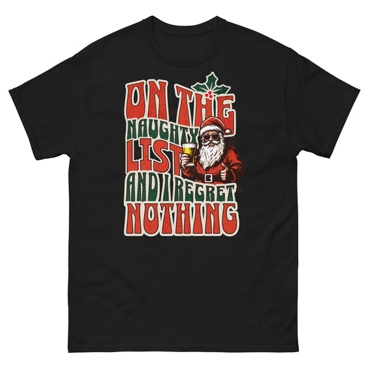 On The Naughty List | Christmas T-Shirt - Black - T-Shirts Online