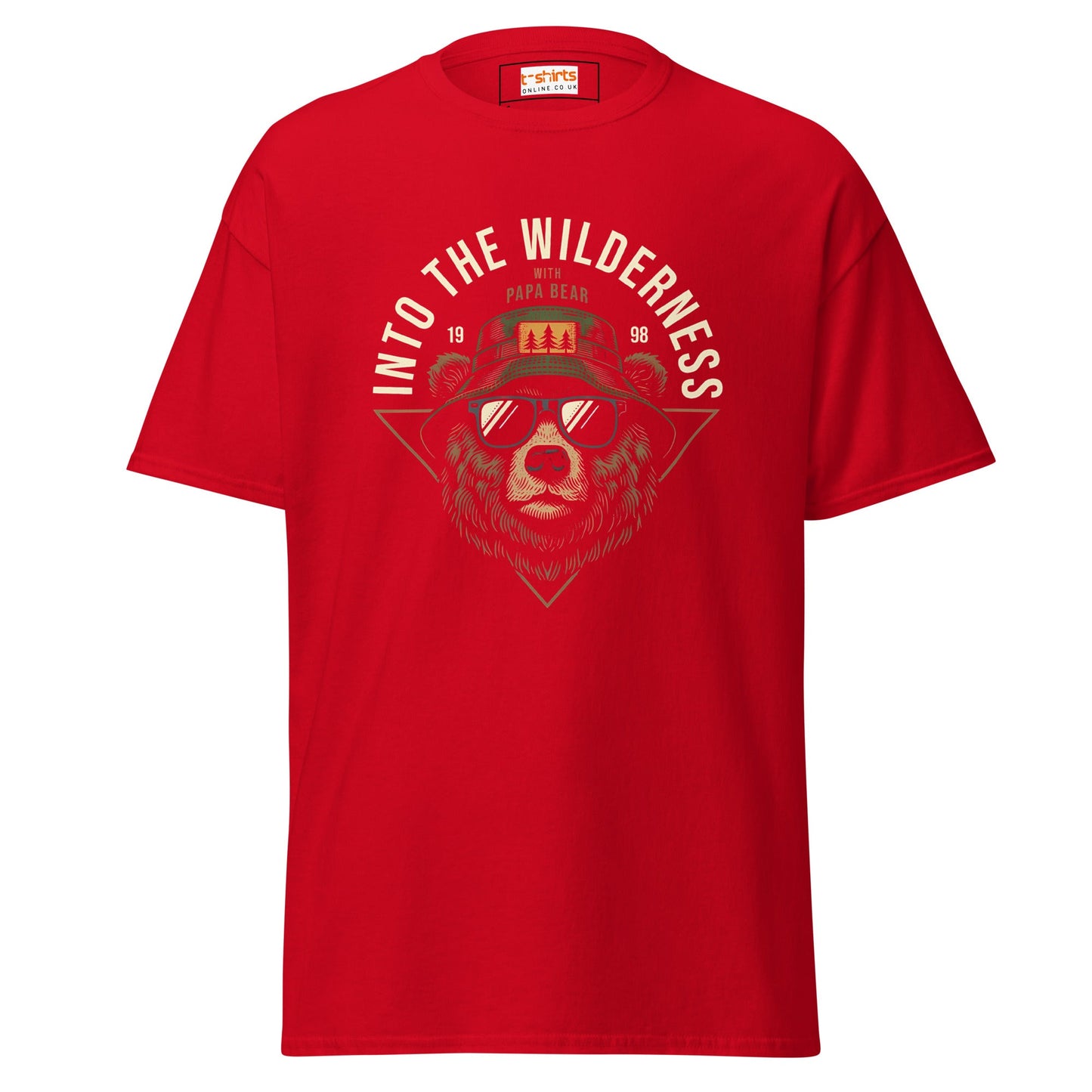 Papa Bear | Camping Graphic T-Shirt - Red - T-Shirts Online