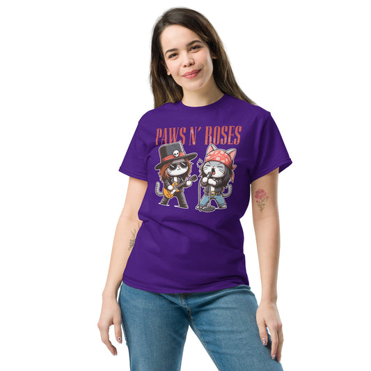 Paws & Roses | Funny Cat T-Shirt - Black - T-Shirts Online