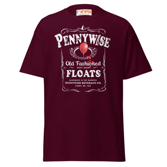 Pennywise Floats T-Shirt | Funny Horror Parody Tee - Maroon - T-Shirts Online