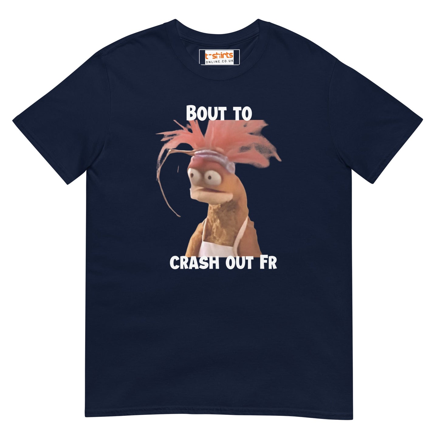 Pepe the King Prawn T-Shirt | Bout to Crash Out FR - Navy - T-Shirts Online