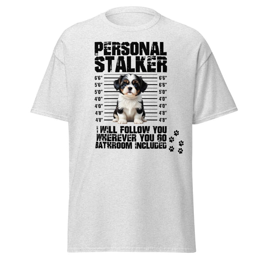Personal Stalker Shih Tzu T-Shirt - Funny Dog Lover Tee - Ash - T-Shirts Online
