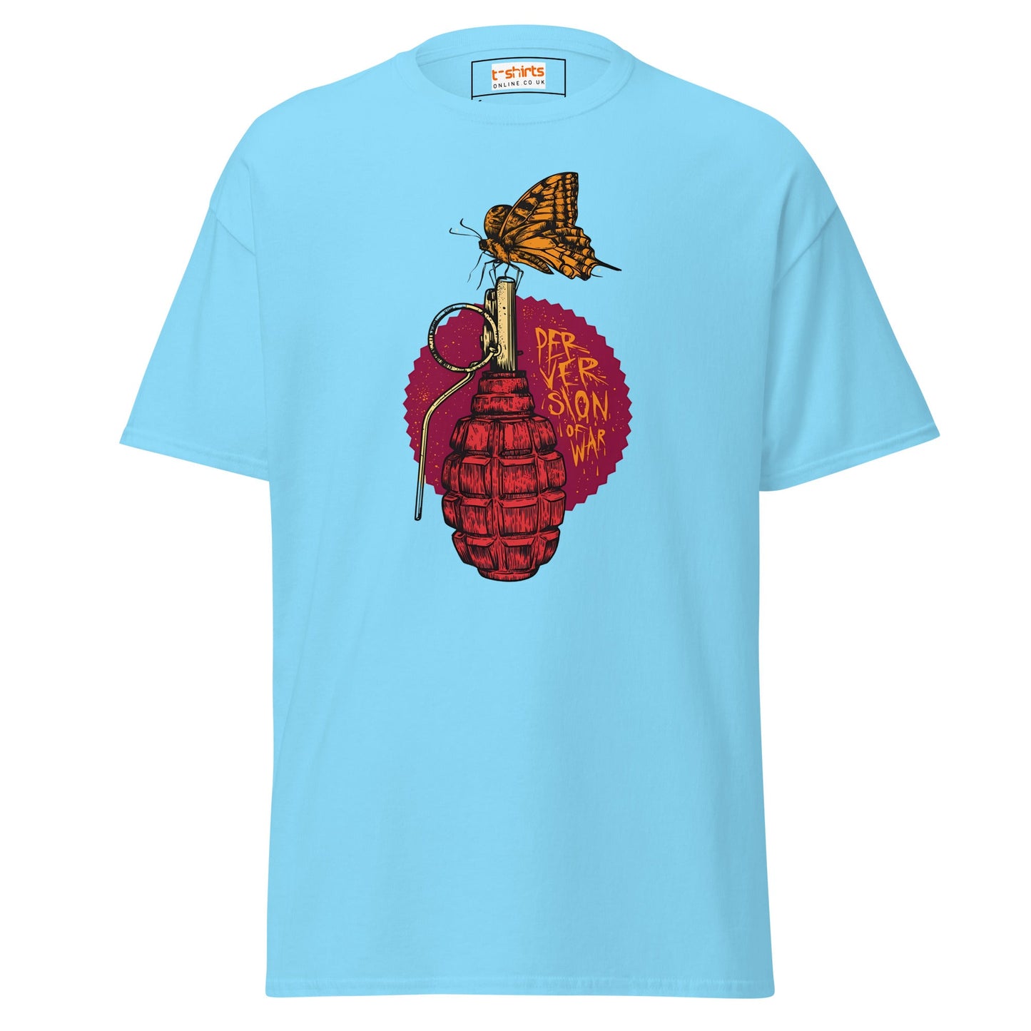 Perversion of War | Satire T-Shirt - Sky - T-Shirts Online
