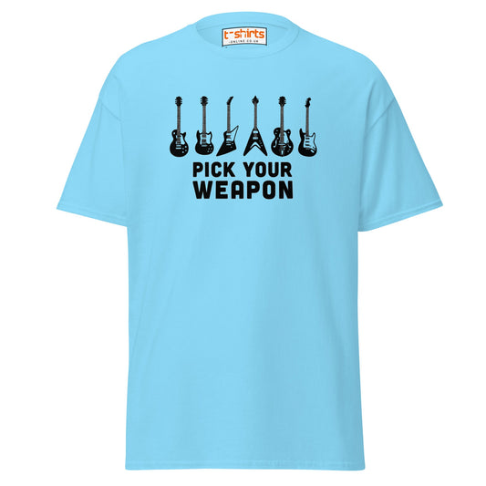 Pick Your Weapon Guitar T-Shirt for Music Lovers - Sky - T-Shirts Online
