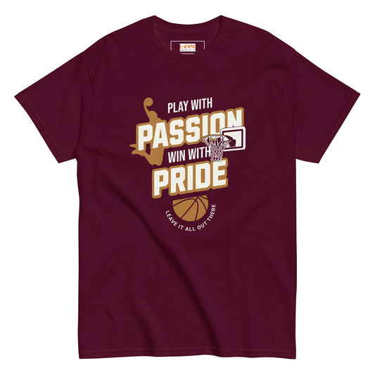 Play with Passion | Men's Basketball T-Shirt - Maroon - T-Shirts Online
