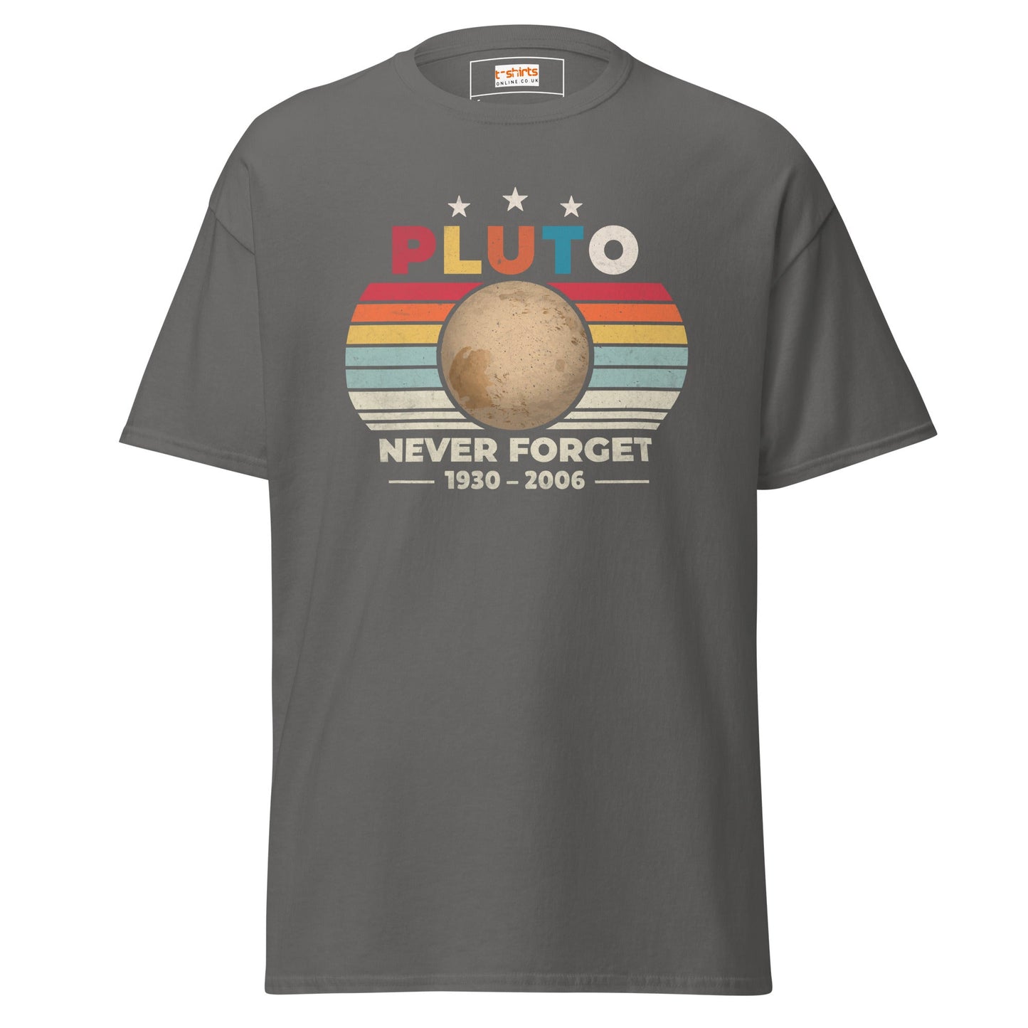 Pluto Never Forget T-Shirt | Graphic Space Tee - Charcoal - T-Shirts Online