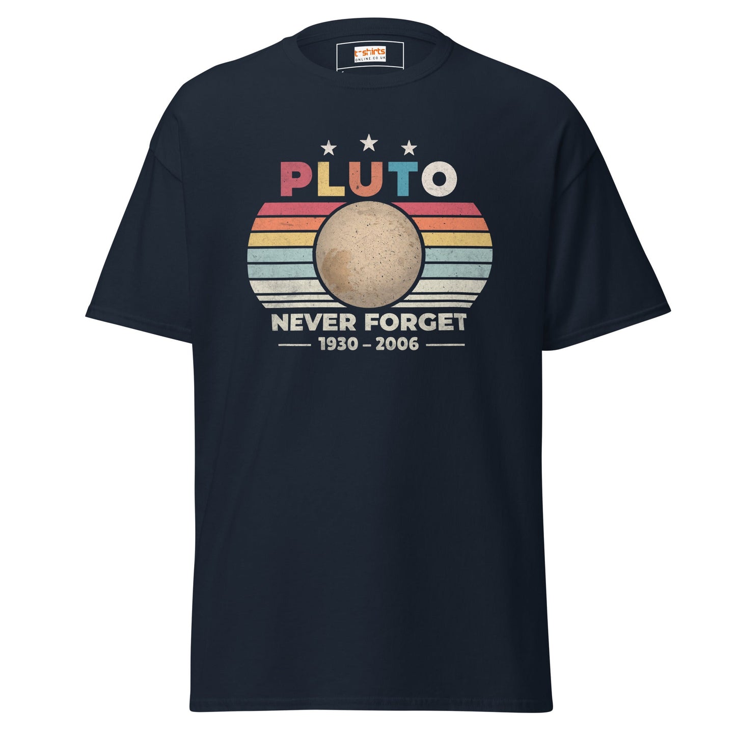 Pluto Never Forget T-Shirt | Graphic Space Tee - Navy - T-Shirts Online