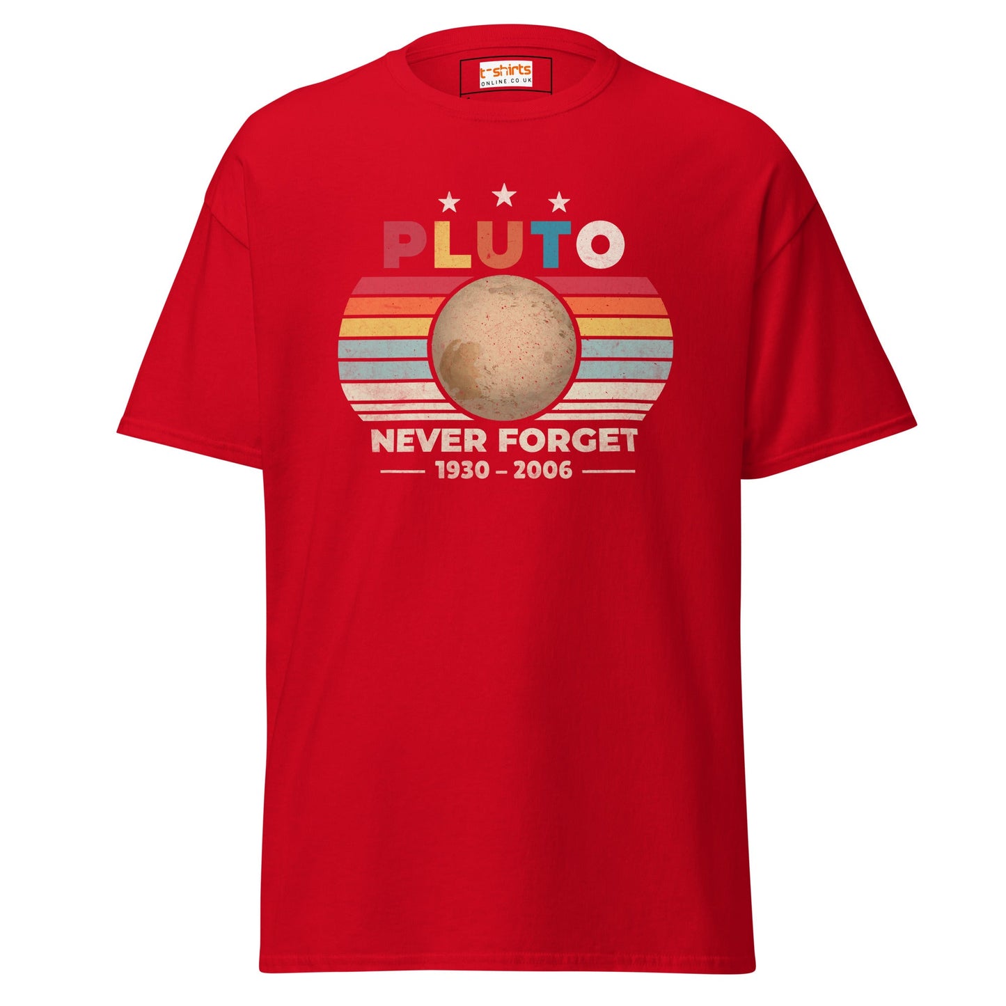 Pluto Never Forget T-Shirt | Graphic Space Tee - Red - T-Shirts Online