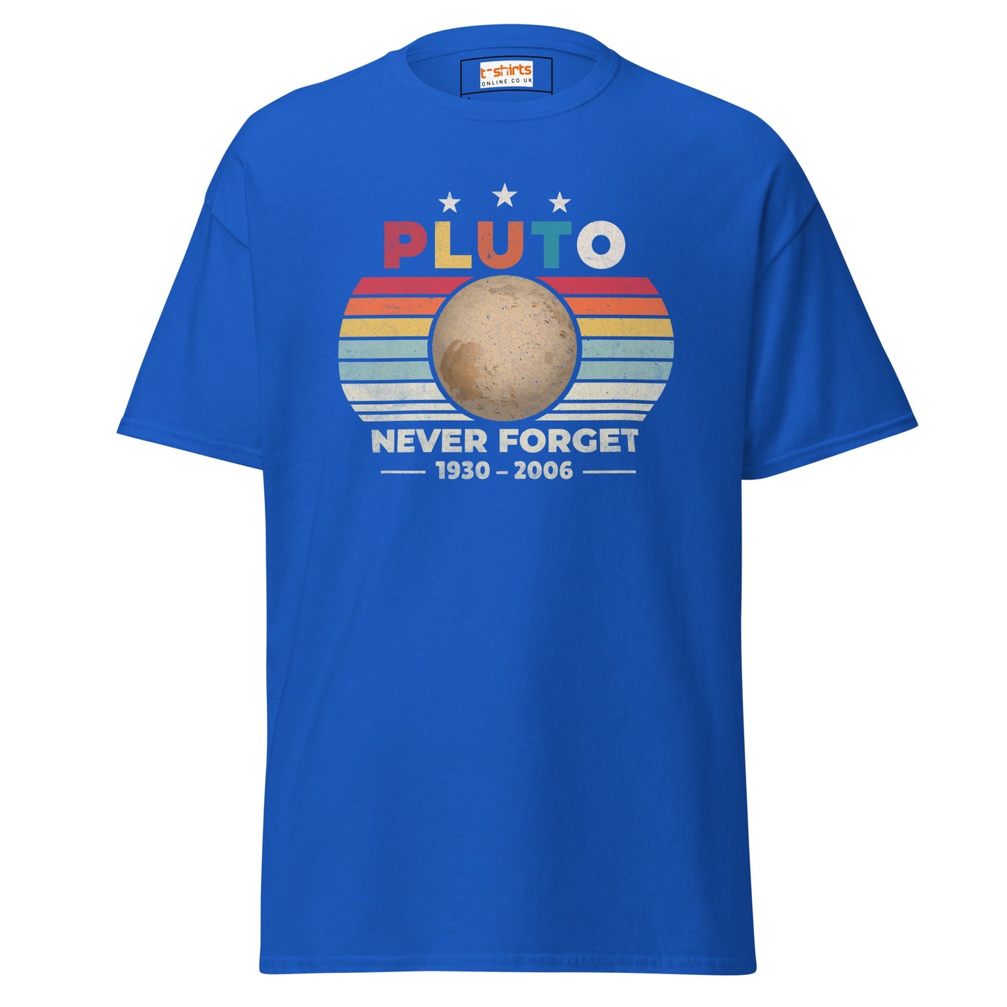 Pluto Never Forget T-Shirt | Graphic Space Tee - Royal - T-Shirts Online