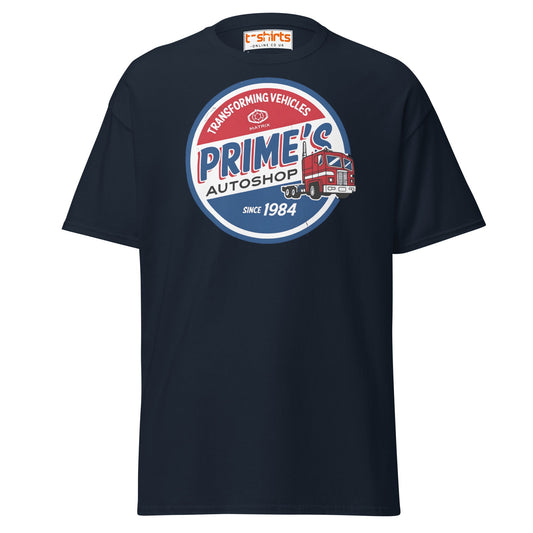 Prime’s Autoshop T-Shirt – Retro Truck Vintage Tee - Navy - T-Shirts Online