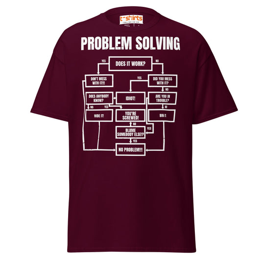 Problem Solving Flowchart T-Shirt | Funny Logic Tee - Maroon - T-Shirts Online