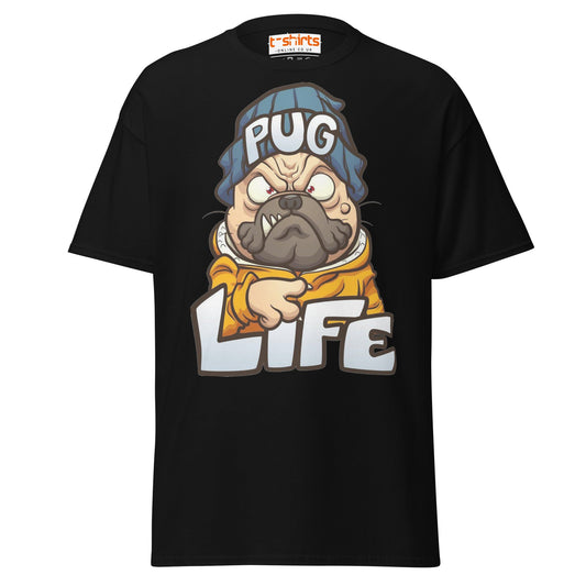 Pug Life T-Shirt | Funny Gangsta Dog Cartoon Tee - Black - T-Shirts Online