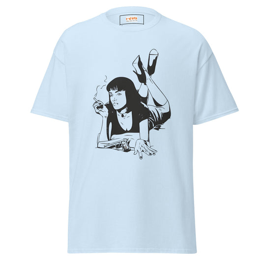 Pulp Fiction Mia | Movie T-Shirt - Light Blue - T-Shirts Online