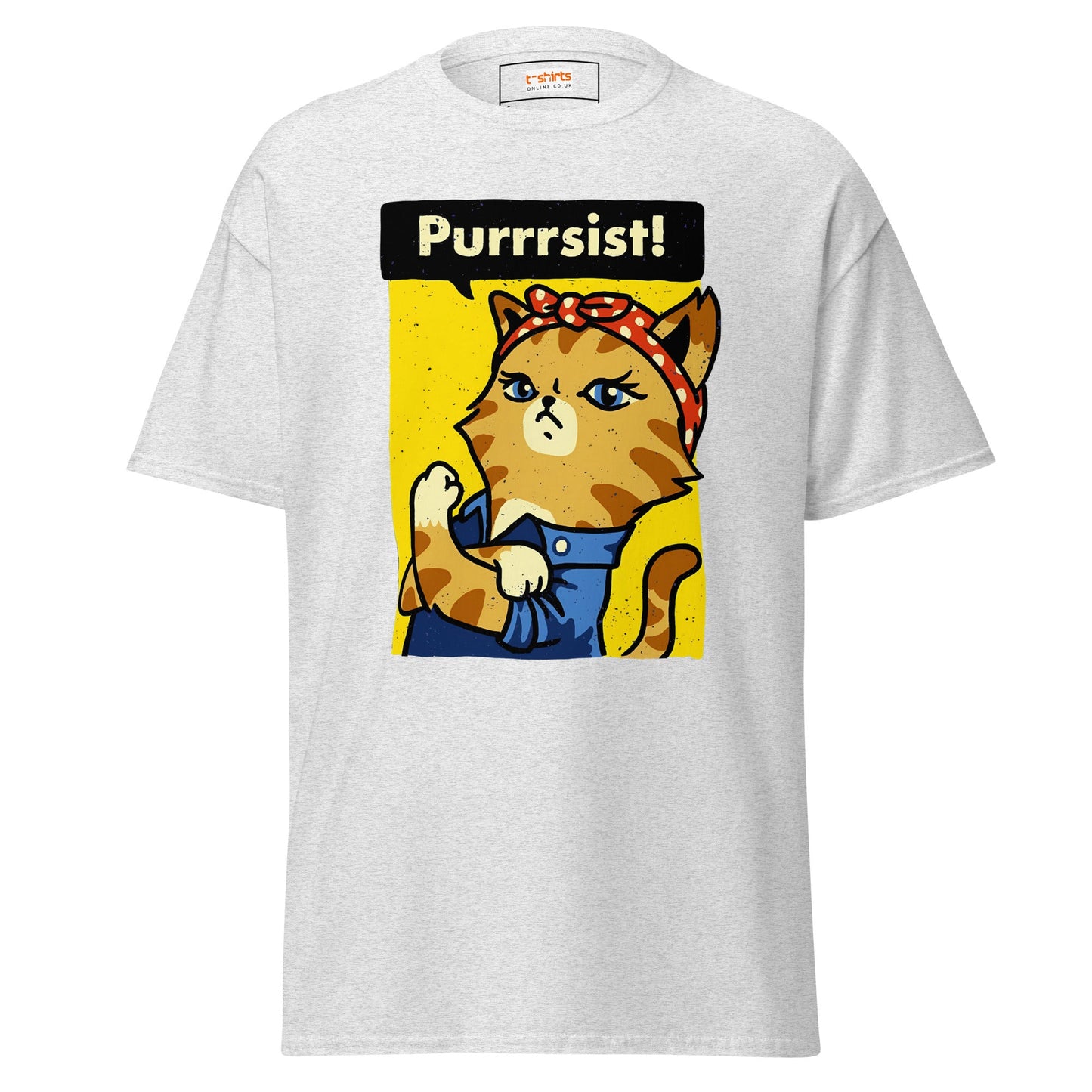 Purrrsist T-Shirt | Fierce Cat Tee - Ash - T-Shirts Online
